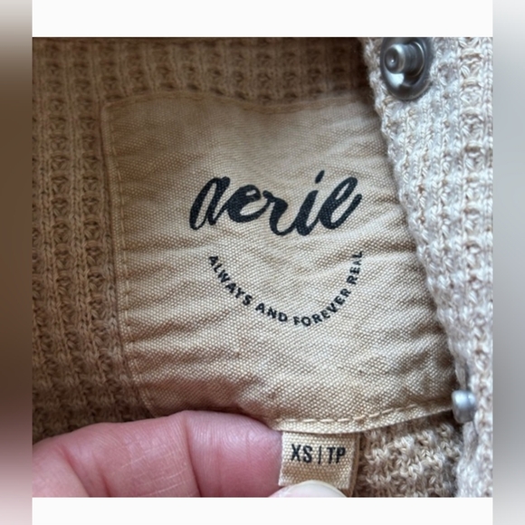 Aerie Getaway Quarter Snap Beige Oversized Pullover Sweatshirt XS - Picture 5 of 5